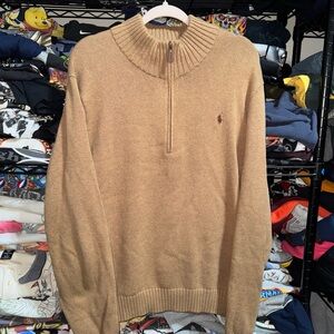 Mens Polo Ralph Lauren Vintage Cable Knit 1/4 Zip Pullover Size 2xl
